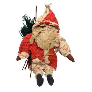 Nancy Krueger Primitive Santa Claus 1997 OOAK Quilted Red Folk Art Rare Vintage
